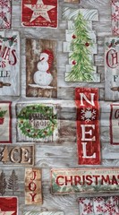 Length of Christmas Sewing Fabric, 2 Yards Long x 43″ Wide, Rustic Country Print