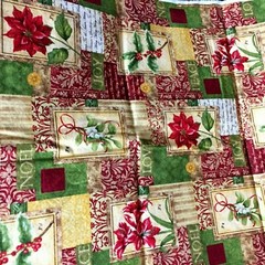 Holiday Christmas’ Tis the Season’ Florals Scrip cotton fabric BTHY 18″ x 42″
