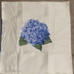 Square by Design Hydrangeas Flower Embroidered Woven Fabric Panel Craft New USA