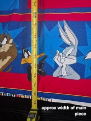 VINTAGE LOONEY TUNES BUGS BUNNY SYLVESTER TWEETY TAZ FABRIC 95″ CRANSTON USA