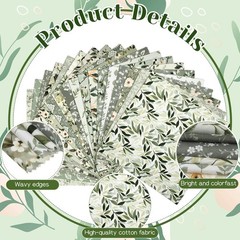 60 Pcs 10 x 10 Inch Sage Green Floral Quilting Fabric Squares, Greenery Precu…