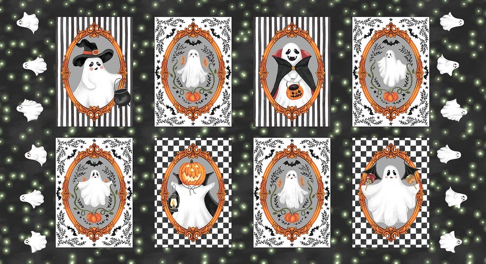 23″ Fabric Panel | Studio E Halloween Paranormal Parade Ghost Costume Blocks