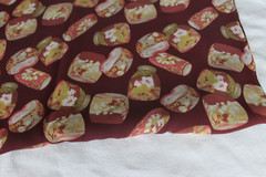 EMDAY FABRIC PRINT 1993 Burgundy Red Floral Rayon Polyester Panel Mason Jar AOP