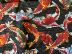 Hoffman Int Kimono Collection Cotton Fabric Asian Goldfish 4 Yd Metallic OOP
