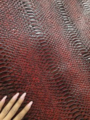 Burgundy Vinyl Crocodile Fabric Sold By The Yard Animal Print Glossy Vinyl