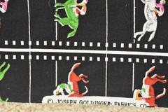 By 1/2 Yd, Red Green White Racehorses on Black Quilt Cotton, Goldinger, B1436