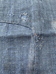 Antique Japanese BORO Indigo Kaya Mosquito Net Fabric Faded Distressed Blue 74″