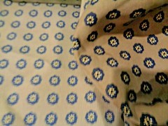 Vintage 2 Yards Burlington Studio Print Beige & Navy Silky Fabric Width 60 Inch