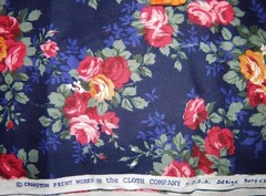 Cranston dark blue rose floral cotton fabric BTY cottage shabby country French