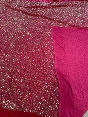 Fuchsia Sequin Stretch Velvet Fabric Sparkly Spandex Costumes Dancewear