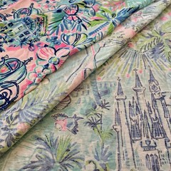Lilly Pulitzer Pima Cotton Fabric Multi Lilly Loves Cinderella 1 yd (36″x 60”)