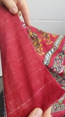 Floral Fabric Red Green Blue Textile Approximately 82 inches x 71 inches TF
