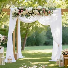 White Wedding Arch Draping Fabric, 2 Packs 29″ X 20FT Sheer Fabric Arch Drapery