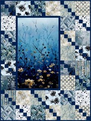 Studio E – Behind Blue Eyes – 44″ Flower Power Panel – Peacock