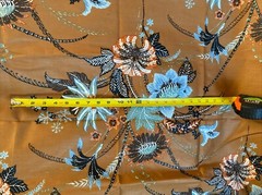 Vintage Fabric Polished Cotton Brown Tropical Print Blue Savalux 70s 1 Y B1