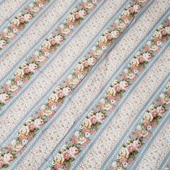 Vtg Faye Burgos for Marcus Bros Floral Striped Cotton Fabric 4 Yards Roses
