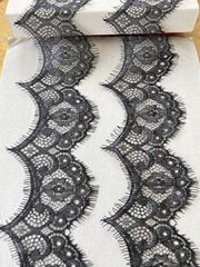 2 Pieces Black Eyelash French Lace Trim for Sewing/Crafts/Lingerie/2.75″ Wide