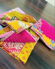 Vintage Kantha quilt scraps, Pre Cut Kantha Square Fabric Bohemian Charm Pack 50