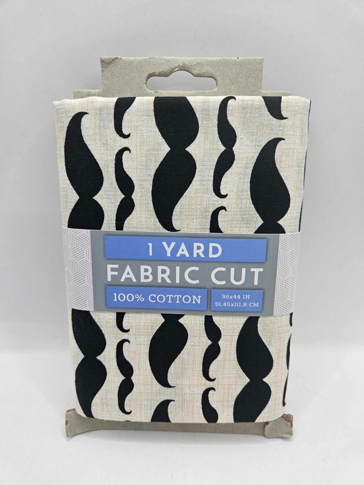 1 yd precut fabric 36×44 in 100% cotton: mustache pattern quilting crafting