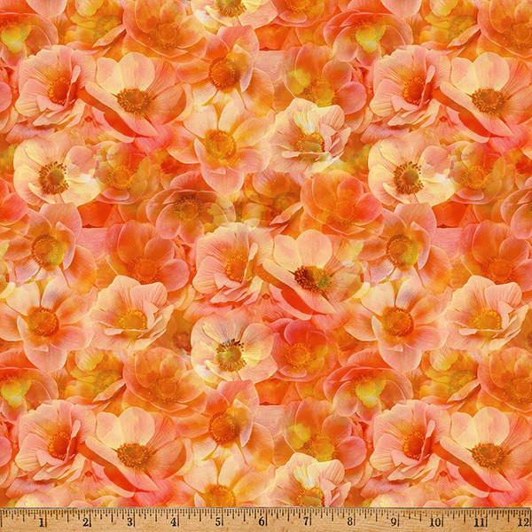 HOFFMAN – Flourish by the Hoffman Designers – Whispy Anemone Floral – Poppy