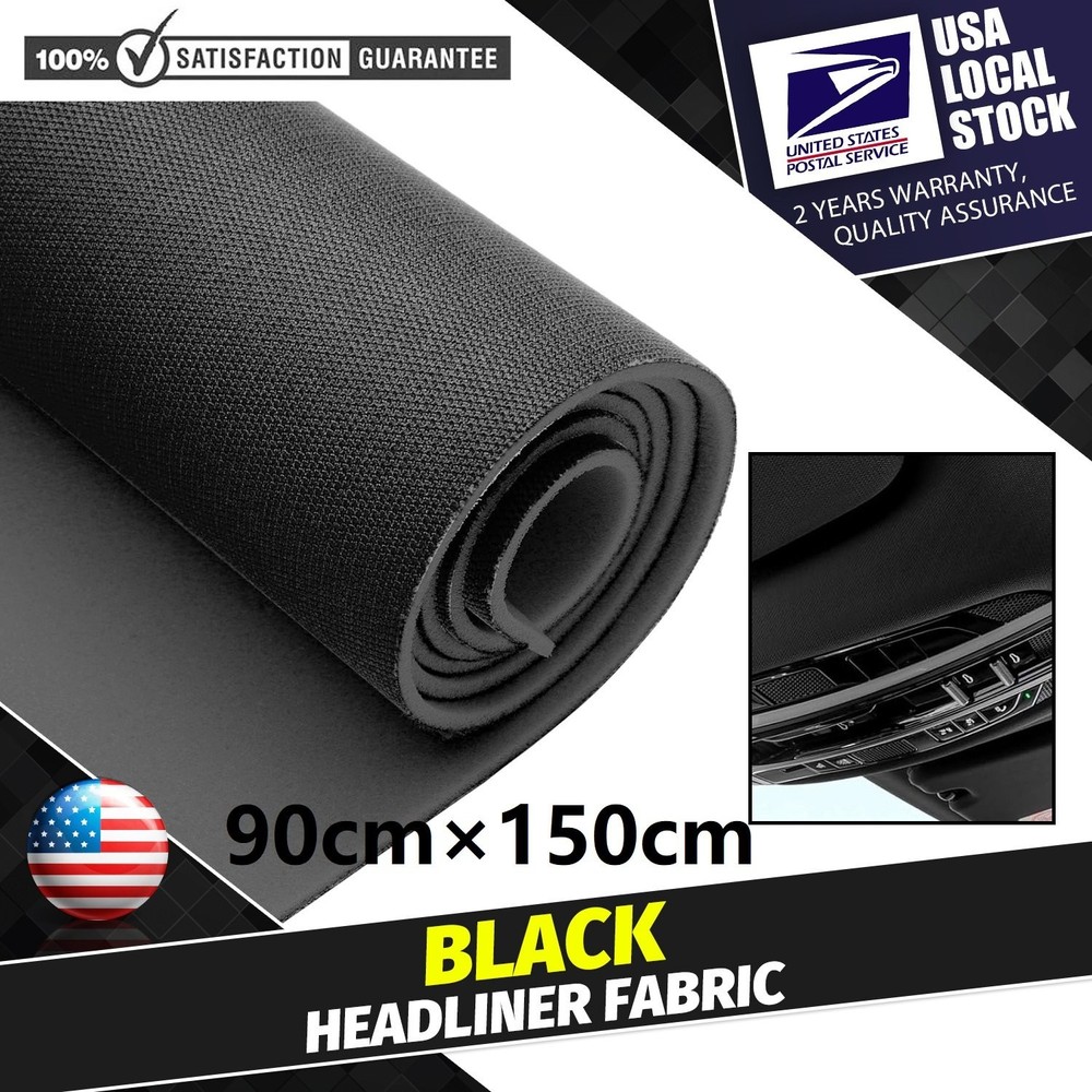 35″×60″ Black Knit Headliner Fabric with Foam Backing Mate Car Roof Upholstery