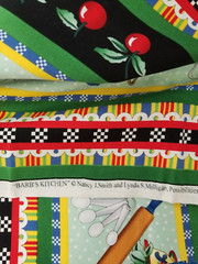 BARB’S KITCHEN Avlyn Fabrics POSSIBILITIES Cotton Spoons Rolling Pin Basket 38″