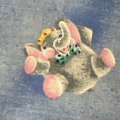Baby Giraffe Elephant Bunnies Fabric On Blue Cotton By The Yard Rare