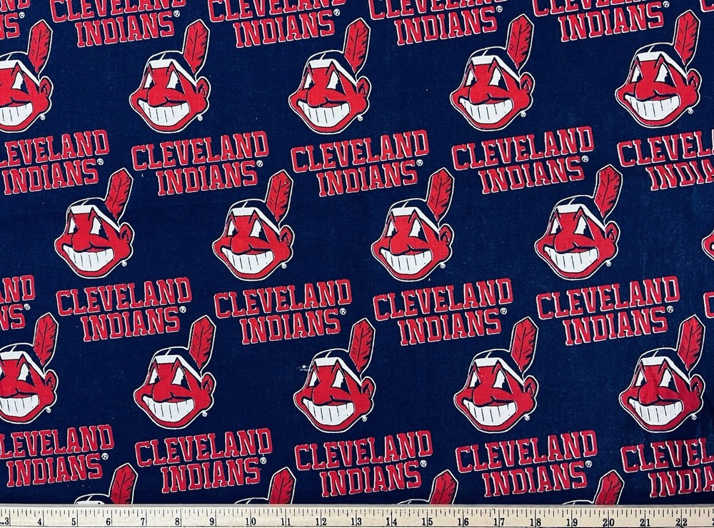 VINTAGE Cleveland Indians Guardians MLB, 100% Cotton Fabric, (12”x54”) Prewashed