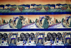 Avlyn A Very Good Year Winery grapes barrels scenic By the 1/2 yd cotton fabric