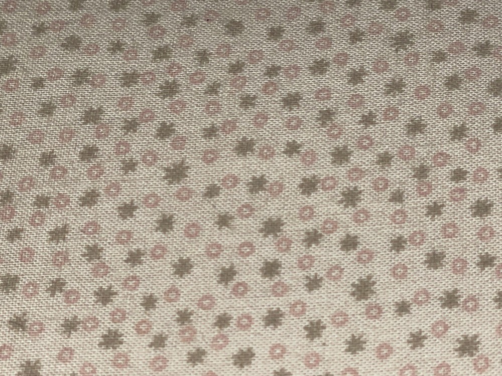 By 1/2 Yd Stars & Circles Tiny Print Neutral Cream Pink Cotton Quilt Fabric BTHY