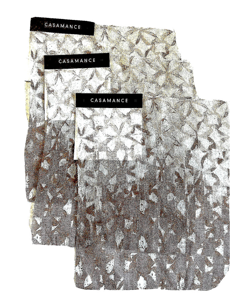 Casamance Sheer Designer Fabric Sample Geometric Brown Metallic Copper Set of 3