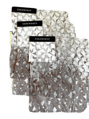 Casamance Sheer Designer Fabric Sample Geometric Brown Metallic Copper Set of 3