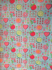 FLOWERS AND FRUITS GIRLY Allover BLUE Cotton CRINKLED Fabrics SBTY x 44″