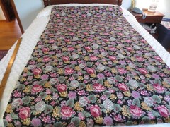 4178. HOFFMAN Coventry Collection FLORAL on BLACK COTTON FABRIC-43″x 1-7/8 yds.