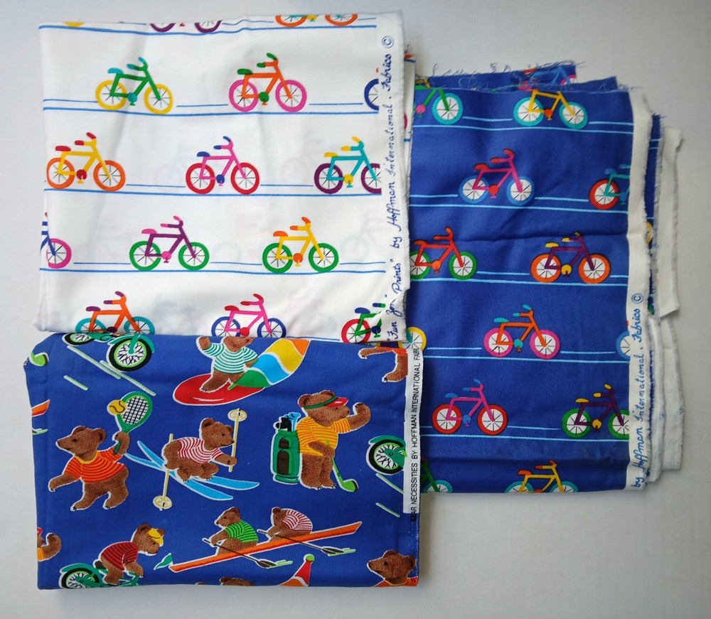 Hoffman International Fabrics – Colorful Bike And Bear Themed