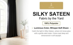 Silky Sateen Fabric by the Yard 100% Polyester Woven Non-Stretch Dress Costume