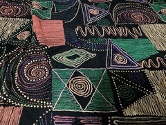 Retro 90’Geometric Abstract Artsy Polyester Slinky Stretchy Fabric 60”X57” Piece