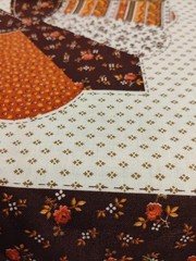 Vintage Cranston Browns/Oranges “Granny’s Trunk” Cotton Fabric Panel 17″x16.25″
