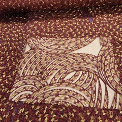 Burgundy Tulle Lace with Embroidered Swirls of Burgundy & Gold – Rich & Gorg!