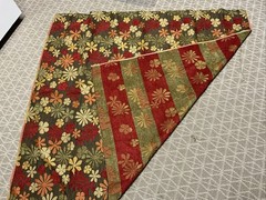 Fabric Remnant Designer Material Brown Flower Power Olive, Orange, Gold 57” X 52