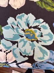 Vtg Cotton Floral Fabric A)W:57”xL2Yd B)W24”x2.1Yd Blue/White Dogwoods Magnolias