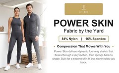 Power Skin Fabric by the Yard 4-Way Stretch 84% Nylon Spandex 280 GSM Knit