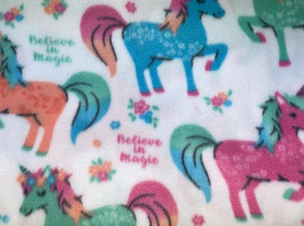 Blizzard Fleece Fabric Believe in Magic Unicorn Sewing by the yard