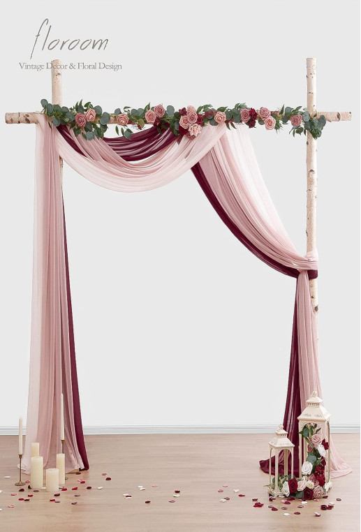 Cortinas arco boda 3 piezas 6m chiffon decoración recepción evento elegante