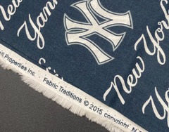 New York Yankees Cotton Fabric MLB Navy Logo Yardage