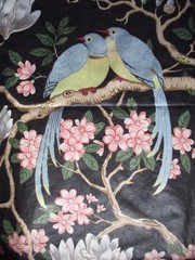 Rockbird GP & J Baker England Cotton Chintz Fabric Birds Floral 61×51 RARE 80’s
