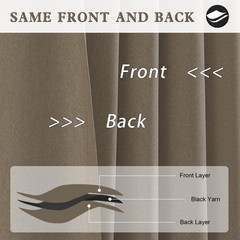 Brown Curtain 96 Inches Long for Bedroom/Living Room Thermal Insulated Black …