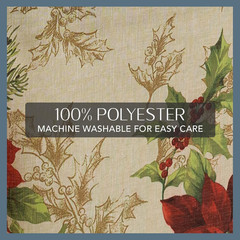 Poinsettia Holiday Tablecloth, Wrinkle Resistant, 60″x120″ Rectangle