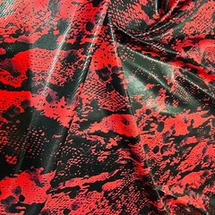4 Way Stretch Fabric Red Snake Animal Print Spandex By Yard for Swimwear