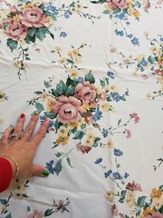 Pink Mauve Rose Decorator Sheet Fabric Scrap 67×106 matches twin sheet